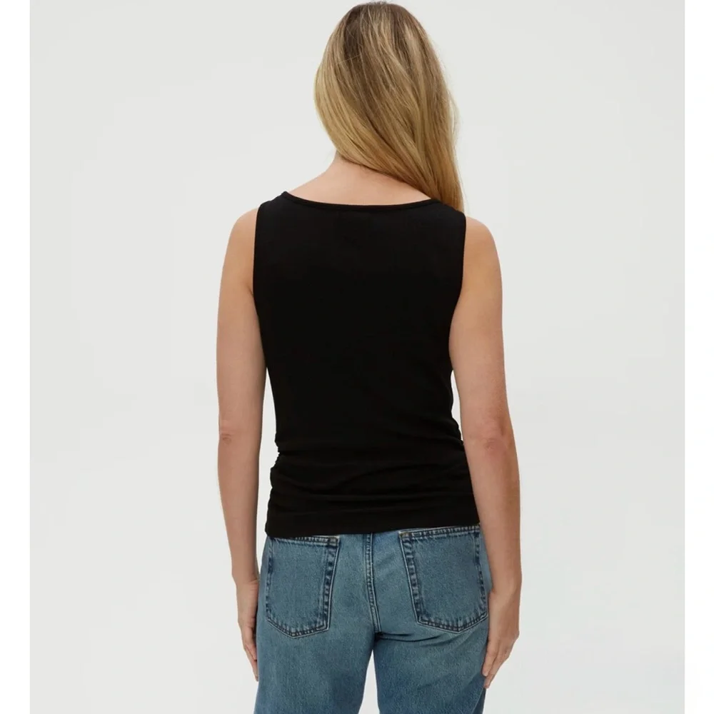 Michael Stars Black Coco Ruched Ribbed Boatneck Tank Size Small - Picture 4 of 13